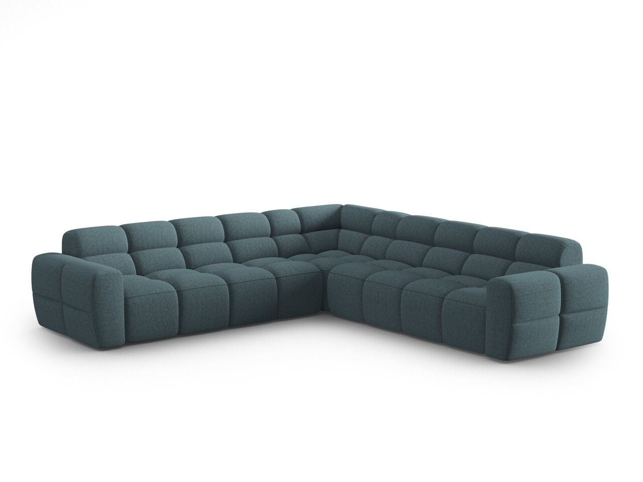 Coltar simetric 5 locuri, Lisa-193, Micadoni Home, 310x310x77 cm, tesatura structurata, albastru deschis - imagine 7